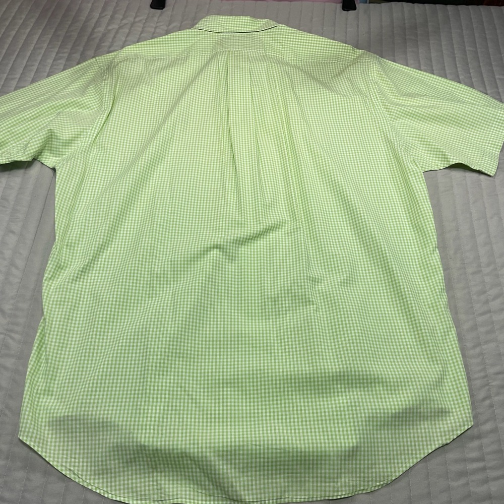 Ralph Lauren Blake Mens Green Gingham Short Sleeve Cotton Button Down Shirt Sz L - Picture 8 of 9